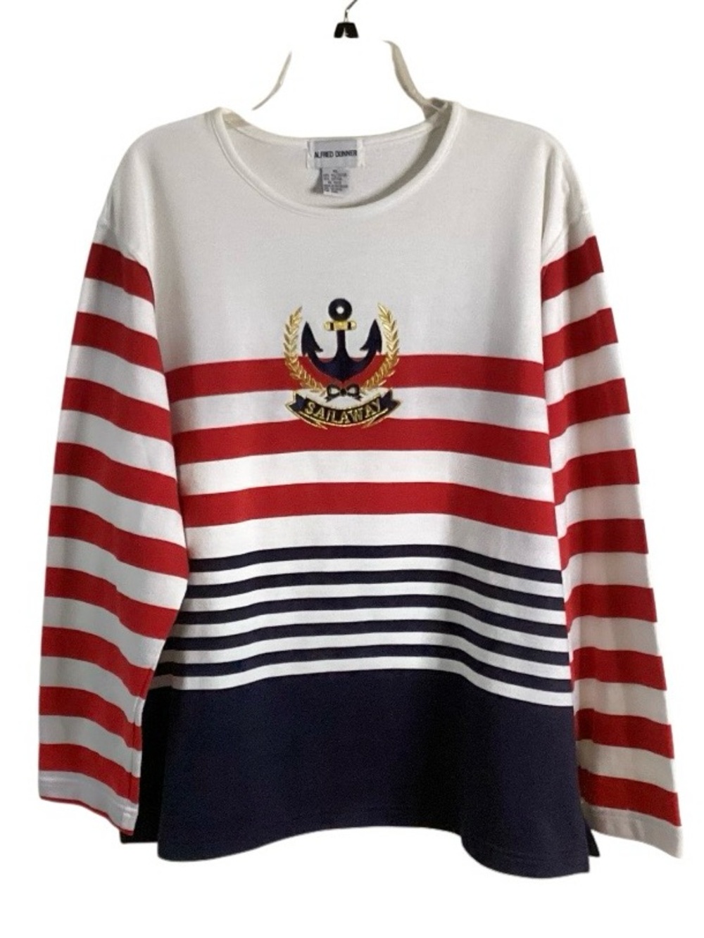 Alfred Dunner Nautical Sailaway Striped Crewneck Sweatshirt XL